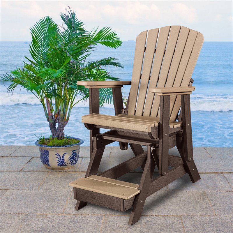 OS Home and Office Furniture Resin Fan Back Balcony Glider in Cedar/Tudor Brown