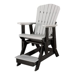OS Home and Office Furniture Resin Fan Back Balcony Glider in Light Gray/Black
