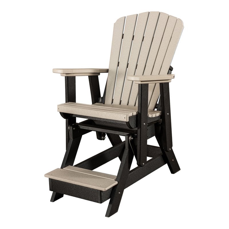 OS Home and Office Furniture Resin Fan Back Balcony Glider in Weatherwood/Black