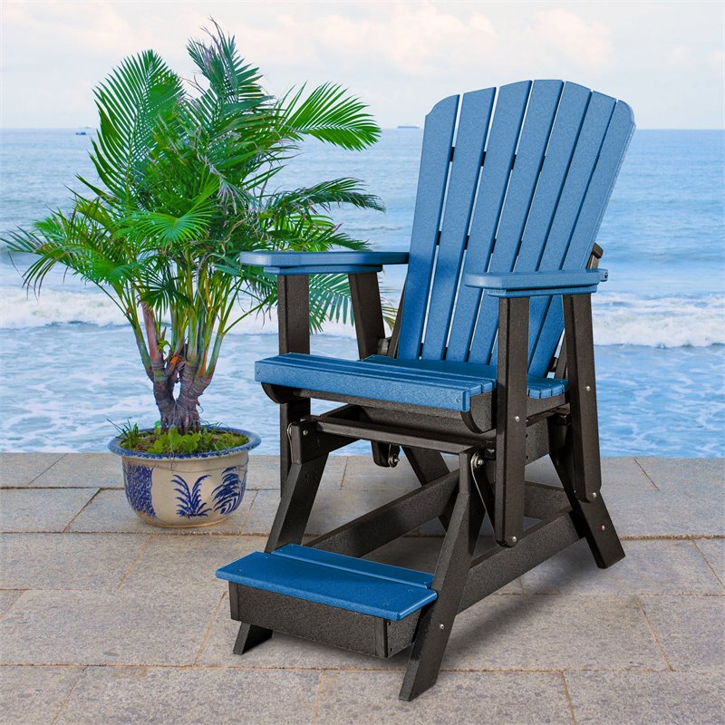 OS Home and Office Furniture Resin Fan Back Balcony Glider in Blue/Black