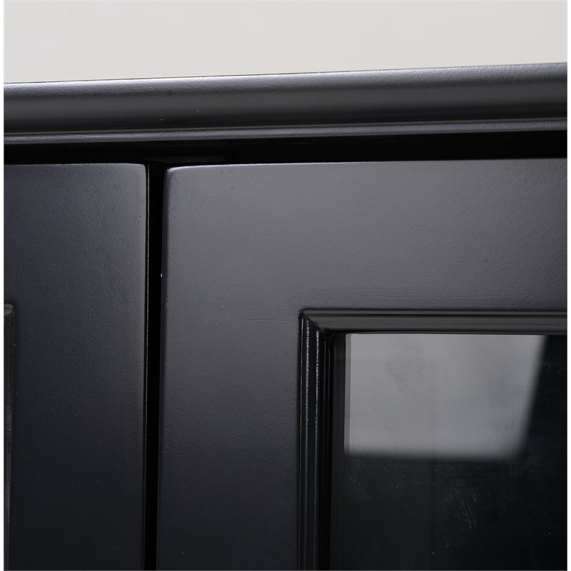 OS Home and Office Furniture Transitional Wood Accent Display Cabinet in Black