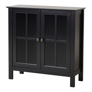 OS Home and Office Furniture Transitional Wood Accent Display Cabinet in Black