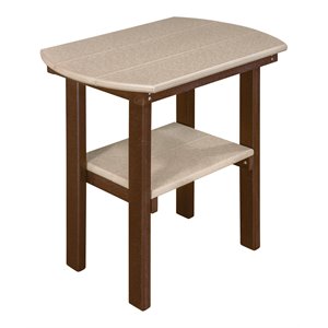 OS Home and Office Furniture 16&quot Oval Resin End Table in Weatherwood and Brown