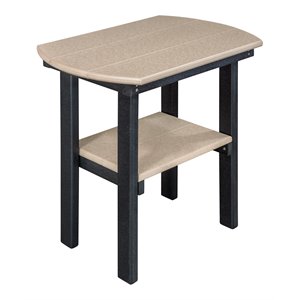 OS Home and Office Furniture 16&quot Oval Resin End Table in Weatherwood and Black