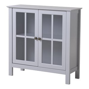 OS Home and Office Furniture 31.5&quot Wood Accent Display Cabinet in Dark Gray
