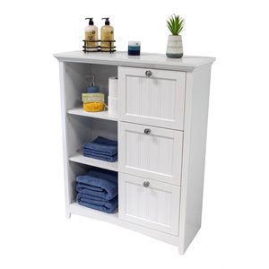 OS Home and Office Furniture 31.5&quot 3-Drawer Wood Storage Chest in White