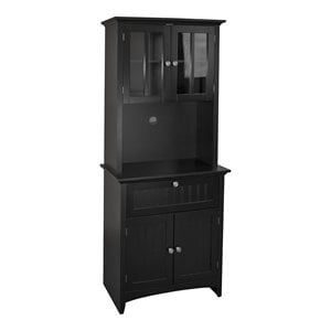 OS Home and Office Furniture 29&quot Farmhouse Wood Buffet and Hutch in Black