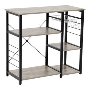 OS Home and Office Furniture 35.5&quot Contemporary Wood Kitchen Island in Sewn Oak