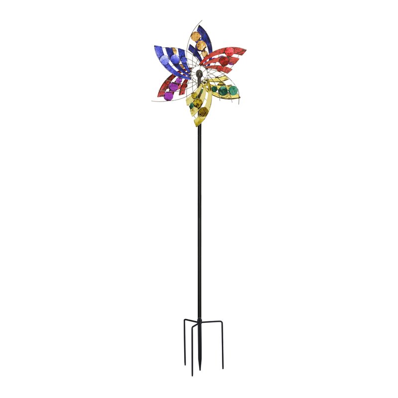 OS Home and Office Furniture Metal Polka Dot Wind Spinner in Multi-Color