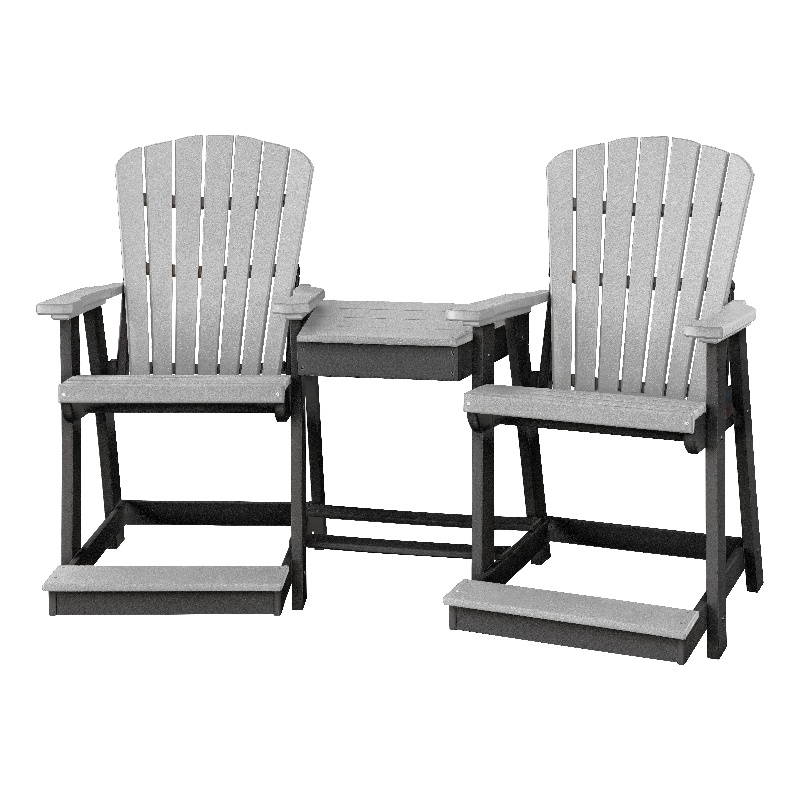 OS Home and Office 514LGB-K Counter Height Settee in Light Grey/Black Base