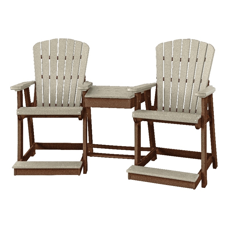 OS Home and Office 514WWTB-K Counter Height Settee in Weatherwood/Tudor Base