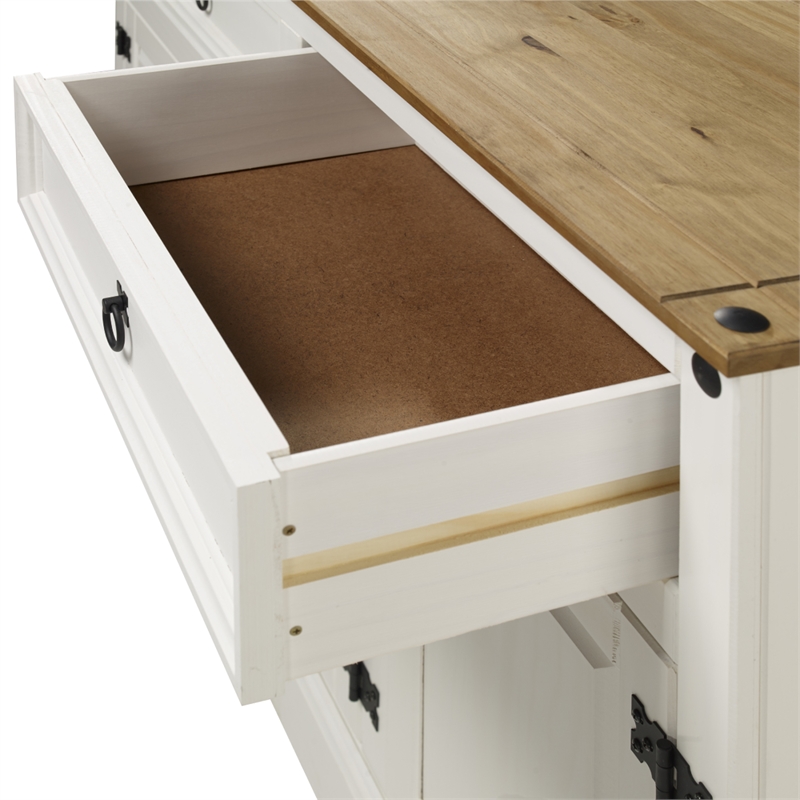 OS Home and Office Furniture Cottage Series Wood Buffet Sideboard in Corona Snow
