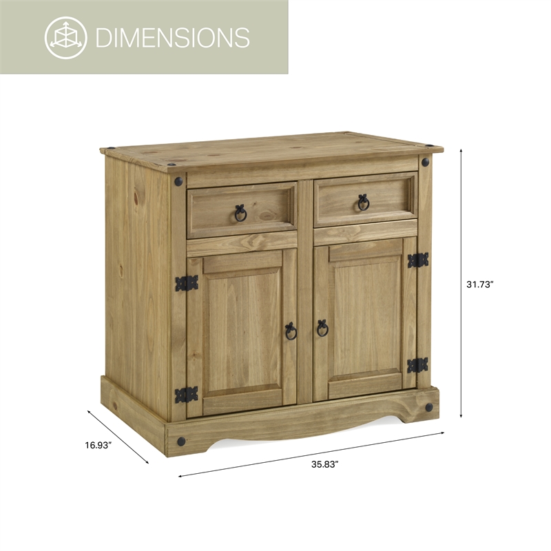 OS Home and Office Furniture Cottage Series Wood Buffet Sideboard Corona Brown