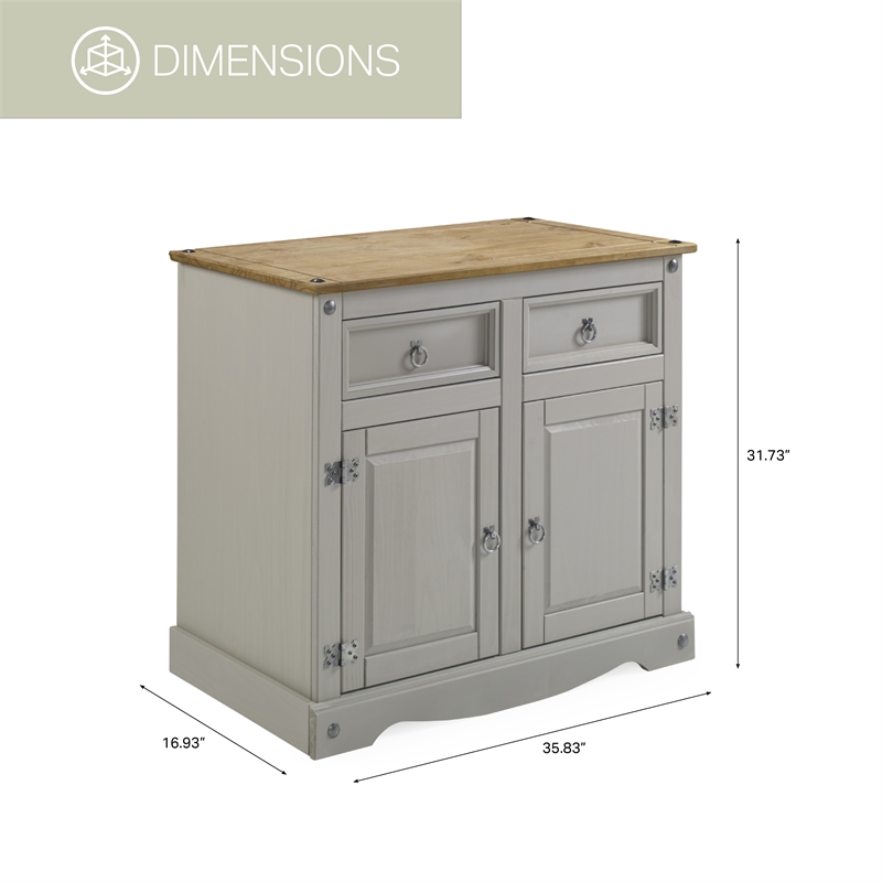 OS Home and Office Furniture Cottage Series Wood Buffet Sideboard in Corona Gray