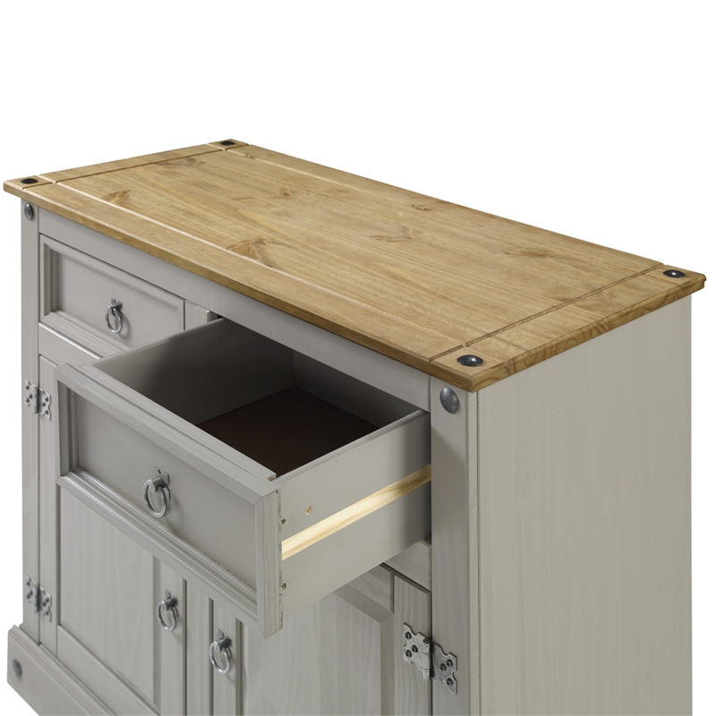 OS Home and Office Furniture Cottage Series Wood Buffet Sideboard in Corona Gray