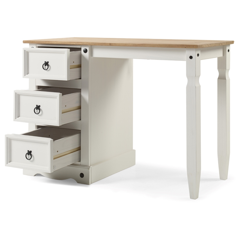 OS Home and Office Furniture Cottage Series Wood Vanity/Desk in Corona Snow