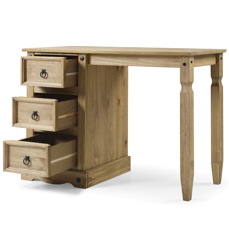 OS Home and Office Furniture Cottage Series Wood Vanity/Desk in Corona Brown