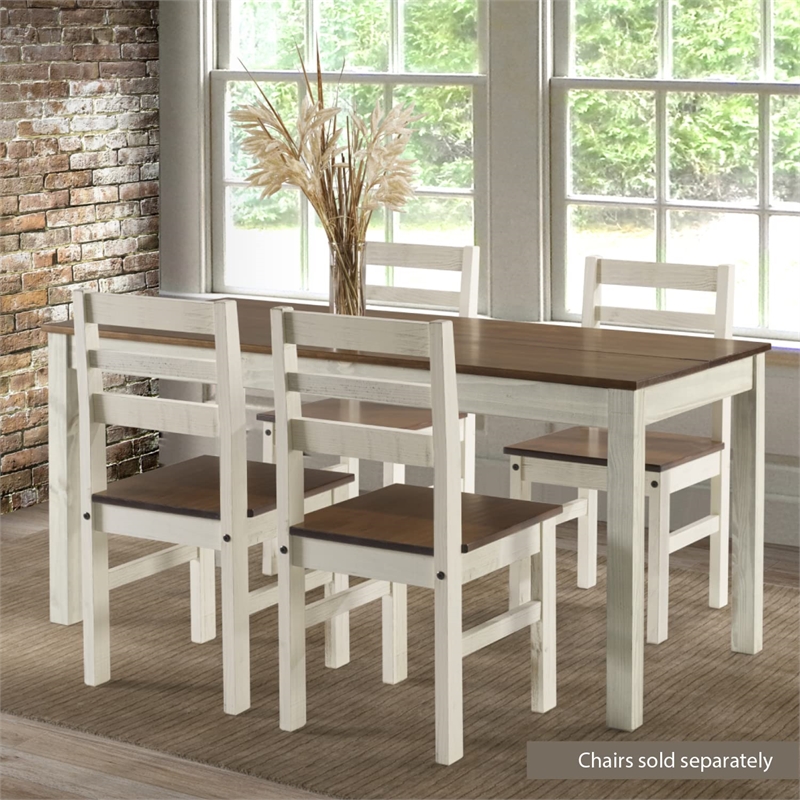 OS Home and Office Furniture Cottage Series Dining Table in Distressed White