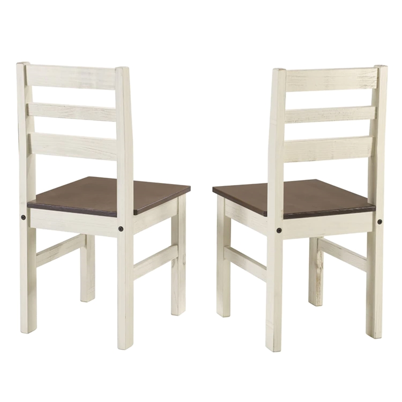 OS Home and Office Furniture Cottage Series Dining Chairs-2 in Distressed White