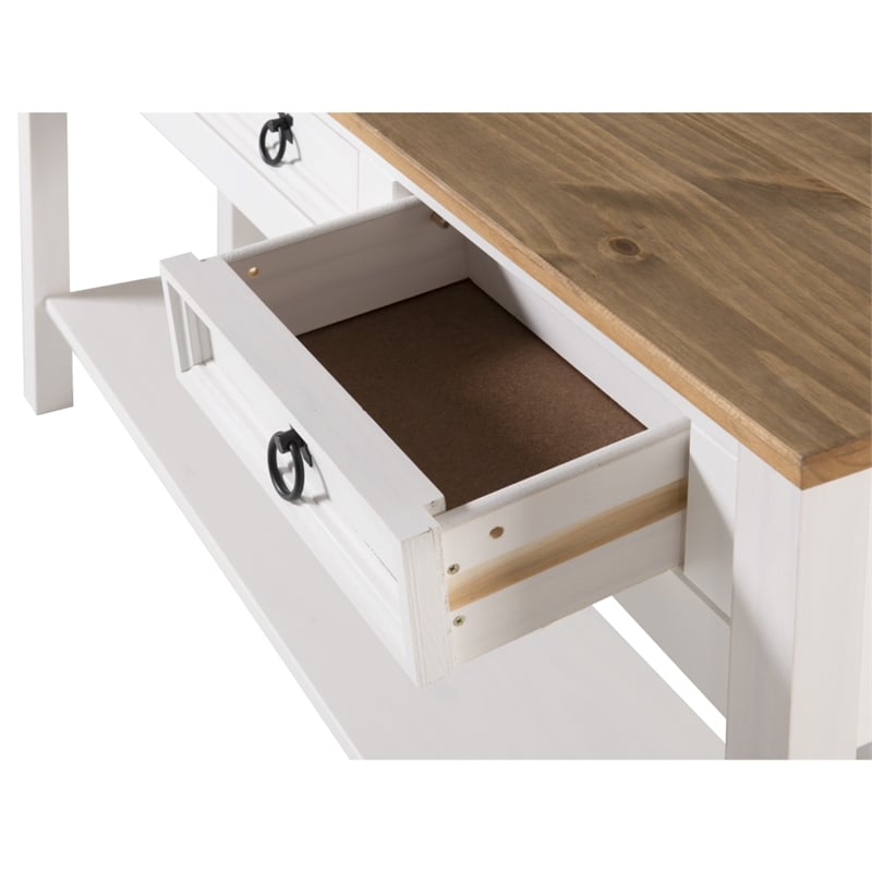 OS Home and Office Furniture Cottage Series Wood Hall Table in Corona Snow