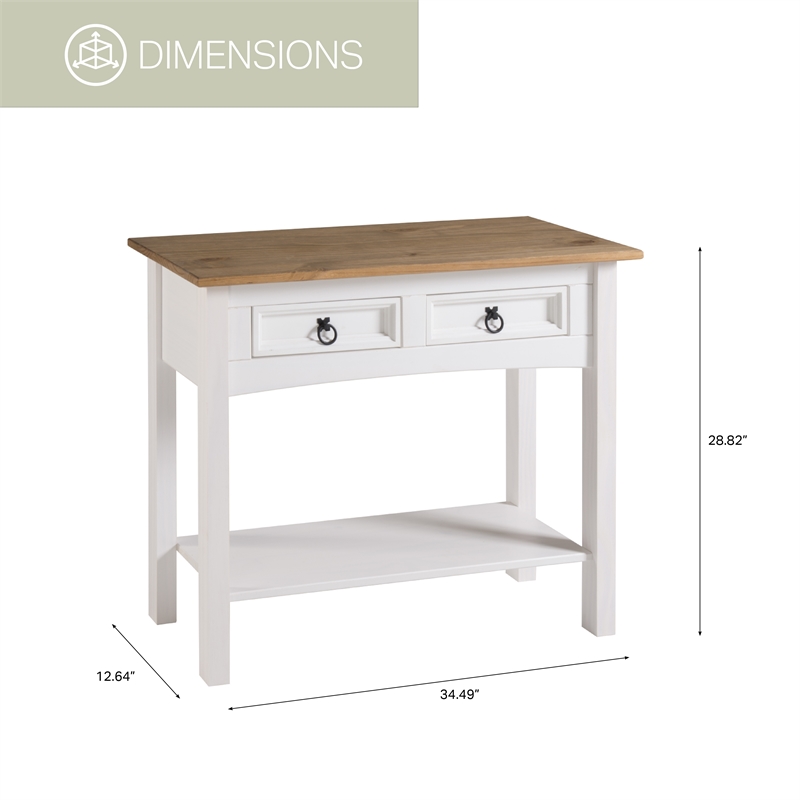 OS Home and Office Furniture Cottage Series Wood Hall Table in Corona Snow