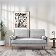 69 Inch Wide Upholstered Two Cushion Sofa with Bolster Pillows in Grey Velvet