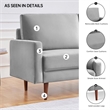 69 Inch Wide Upholstered Two Cushion Sofa with Square Arms in Grey Velvet