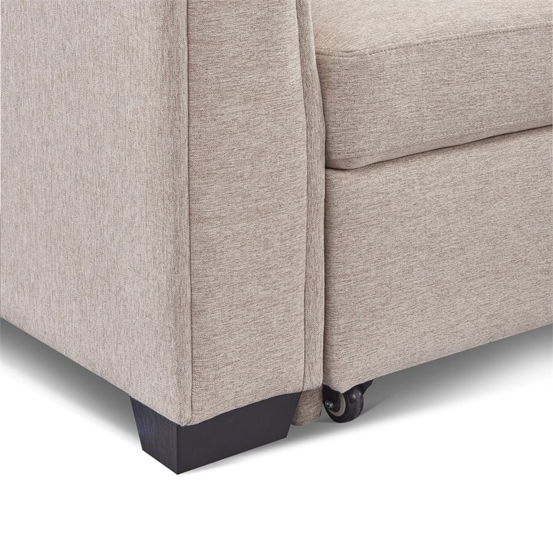 Tufted Sectional Chaise Sofa Sleeper with Storage in Beige