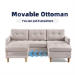 Two Piece Upholstered Tufted L Shaped Sectional with Ottoman in Beige