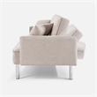 Tufted Futon Convertible Sofa Sleeper with Two Throw Pillows in Beige Velvet
