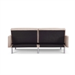 Tufted Futon Convertible Sofa Sleeper with Two Throw Pillows in Beige Velvet