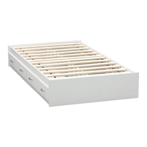 OS Home and Office Furniture Twin Sized White Mates Bed with Two Drawers
