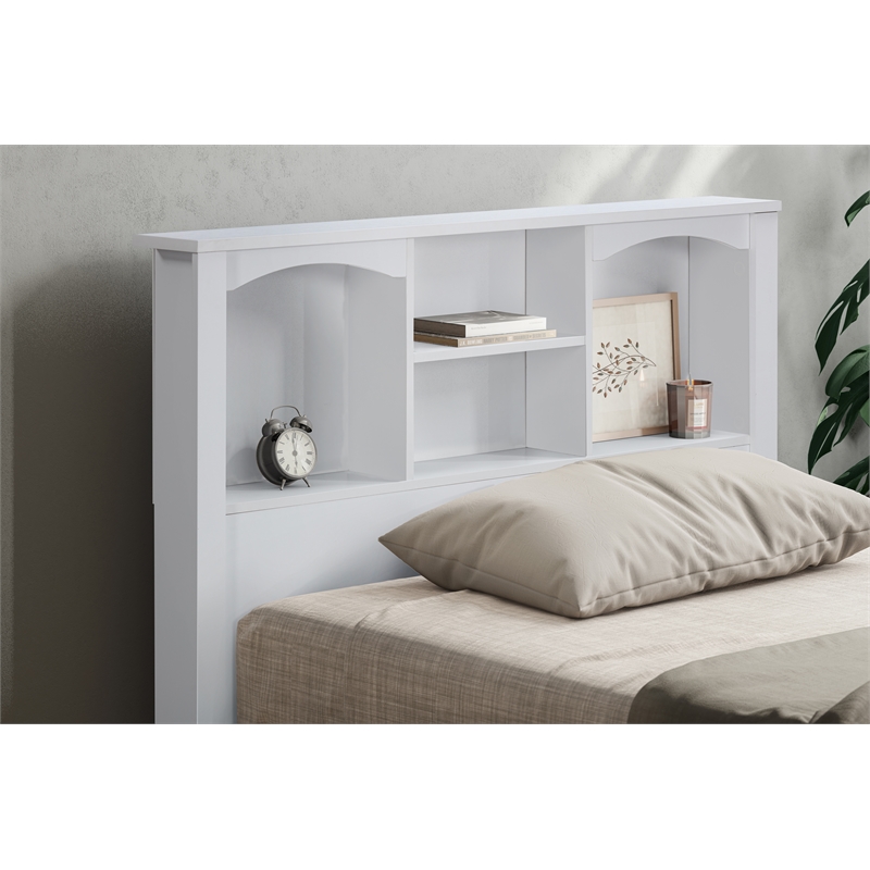 OS Home and Office Furniture Twin Sized White Bookcase Headboard