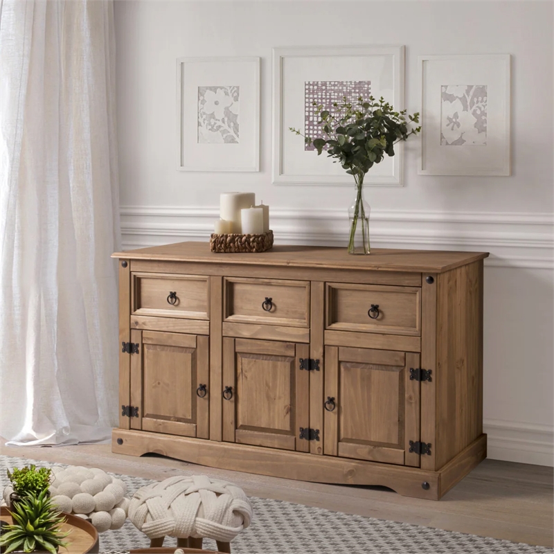 OS Home and Office Furniture Cottage Series Wood Buffet Sideboard in  Brown