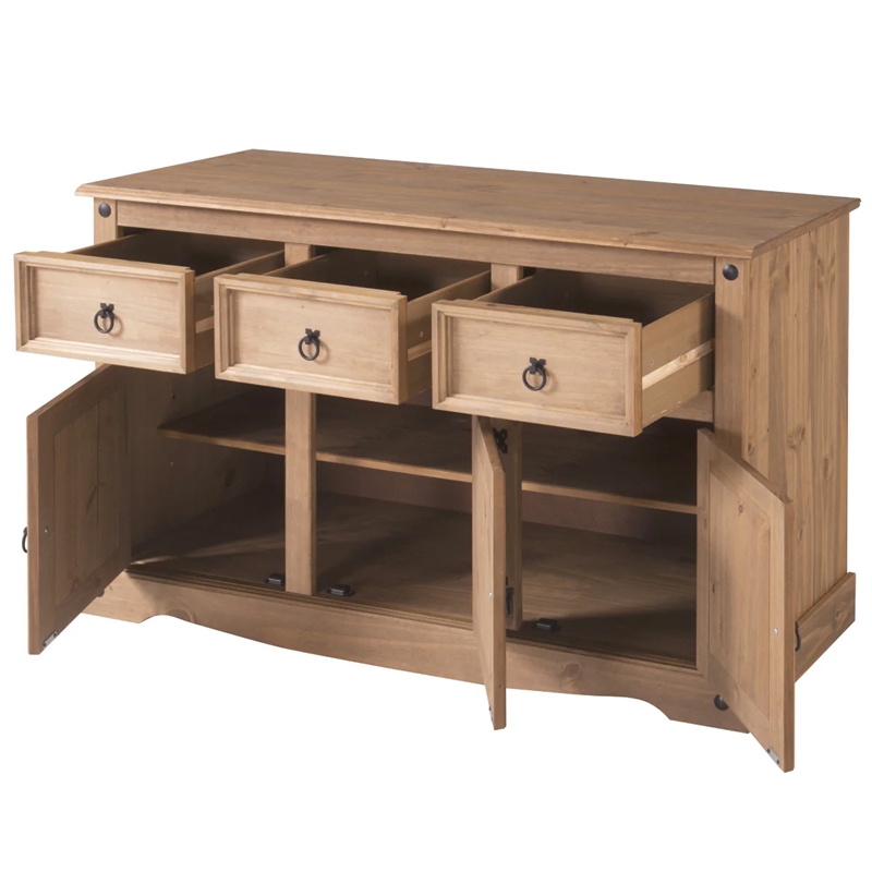OS Home and Office Furniture Cottage Series Wood Buffet Sideboard in  Brown