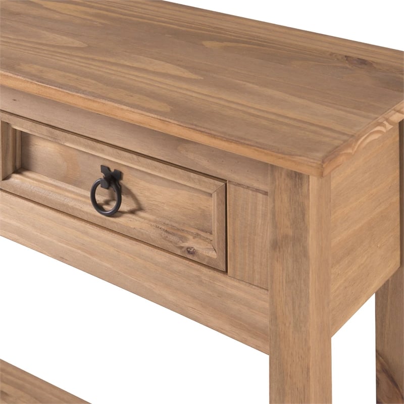 OS Home and Office Furniture Cottage Series Wood Hall Table Console in Brown