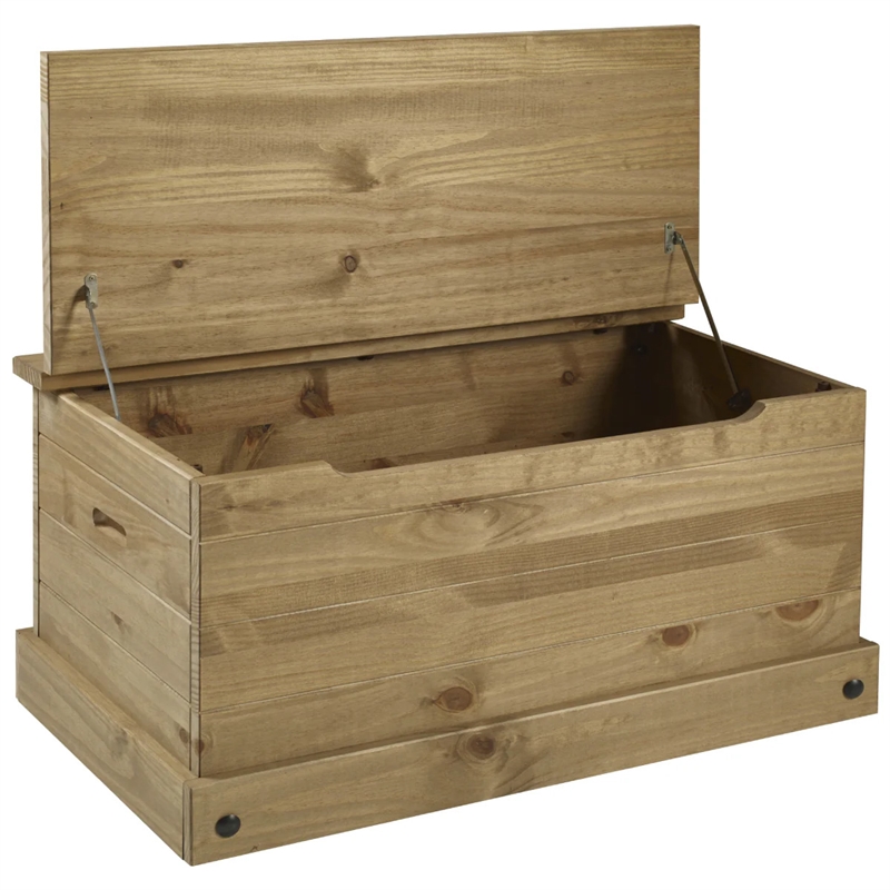 OS Home and Office Furniture Cottage Series Wood Storage Trunk in Brown