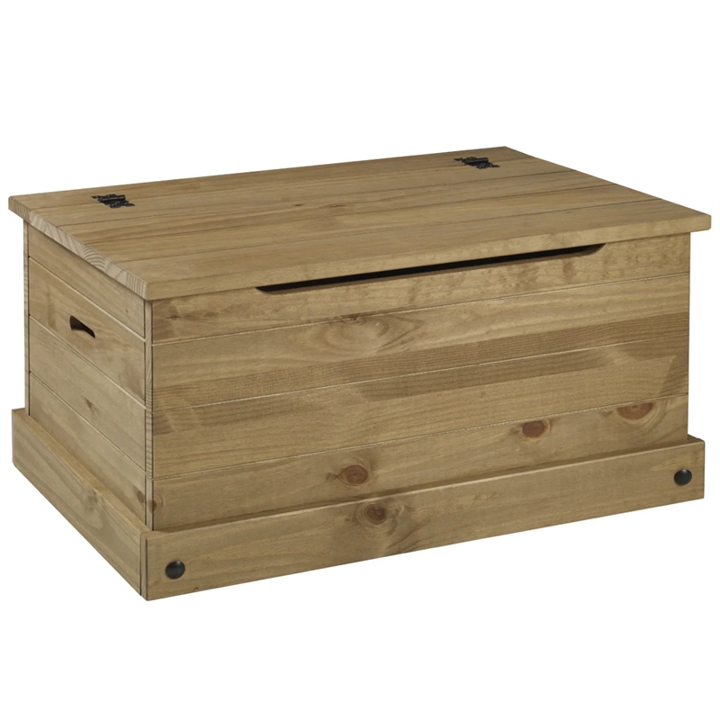 OS Home and Office Furniture Cottage Series Wood Storage Trunk in Brown