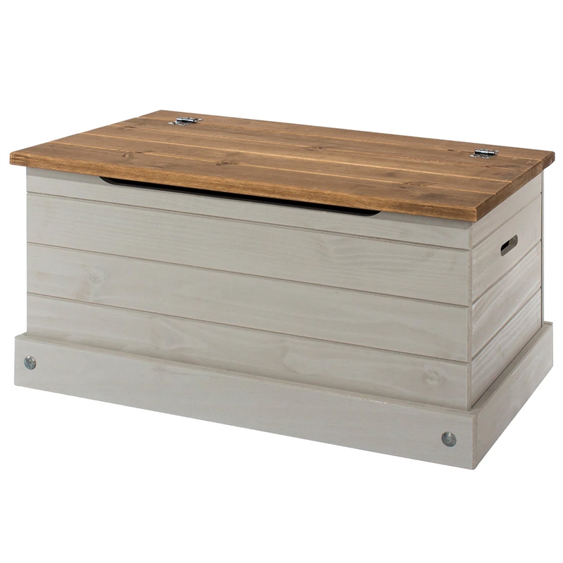 OS Home and Office Furniture Cottage Series Wood Storage Trunk in Gray