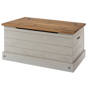 OS Home and Office Furniture Cottage Series Wood Storage Trunk in Gray