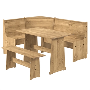 OS Home and Office Furniture Solid Pine Corner Dining Booth in Brown