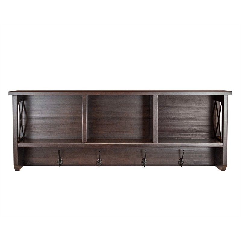 OS Home and Office Decorative Coat Rack and Storage Accent Rack in Espresso