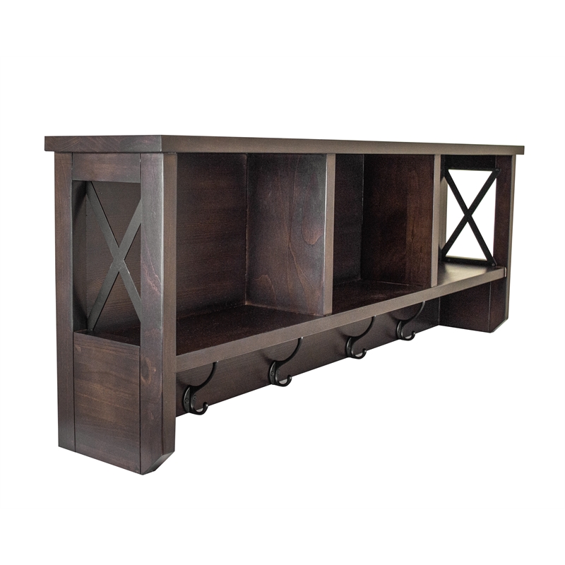OS Home and Office Decorative Coat Rack and Storage Accent Rack in Espresso
