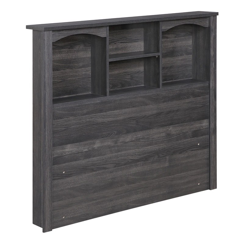OSHOME Twin Size Black Storage Bookcase Headboard with Shelves