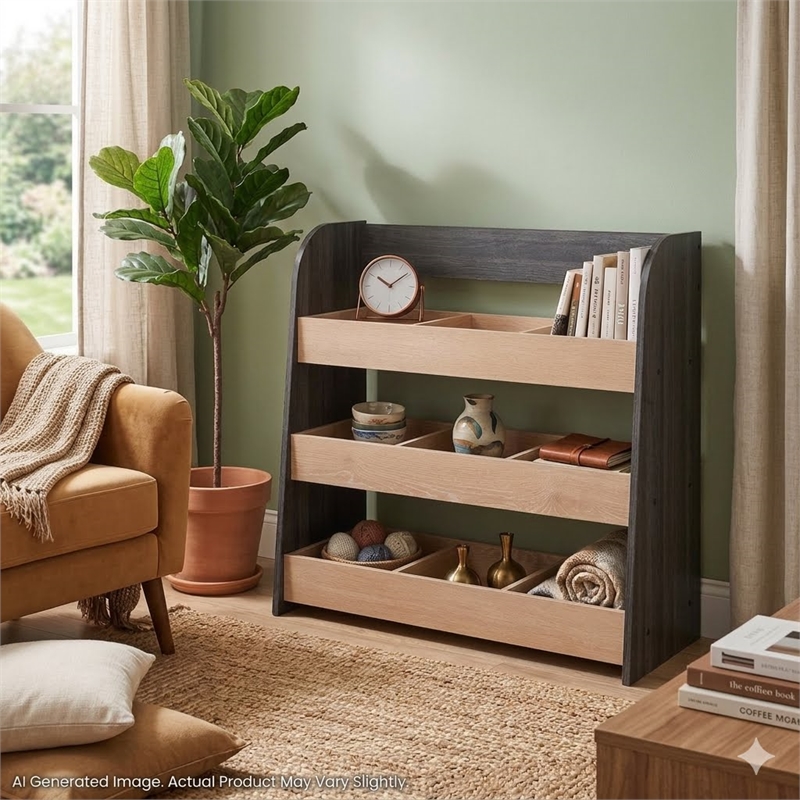 OSHOME Black 3-Tier Modular Cubby Storage Shelf