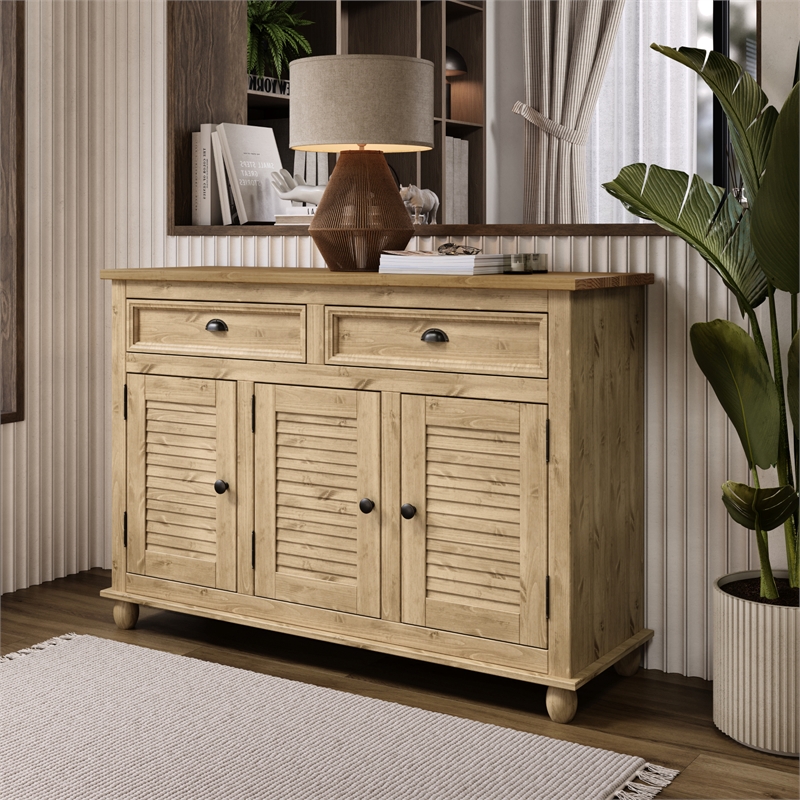 Solid Pine Farmhouse Buffet/Sideboard Cabinet in Corona Brown