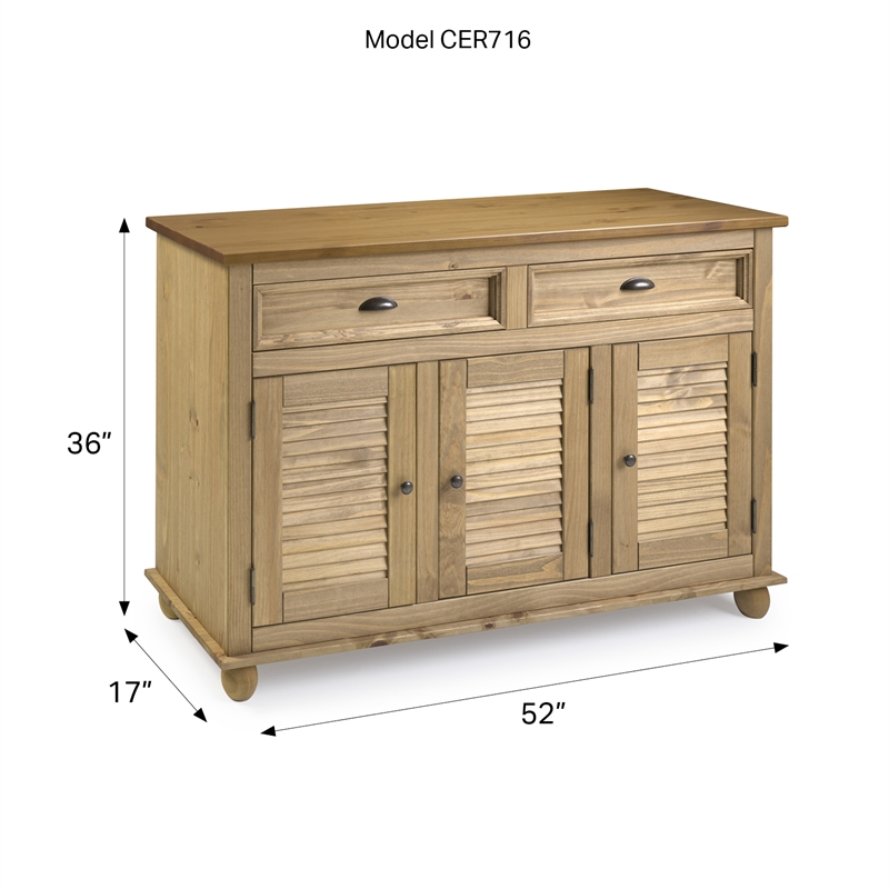 Solid Pine Farmhouse Buffet/Sideboard Cabinet in Corona Brown
