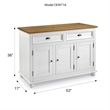 Solid Pine Farmhouse Buffet/Sideboard Cabinet in Distressed White and Brown