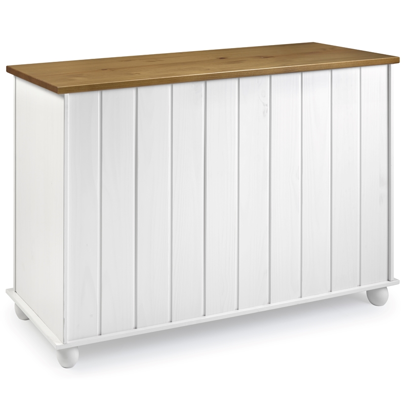 Solid Pine Farmhouse Buffet/Sideboard Cabinet in Distressed White and Brown