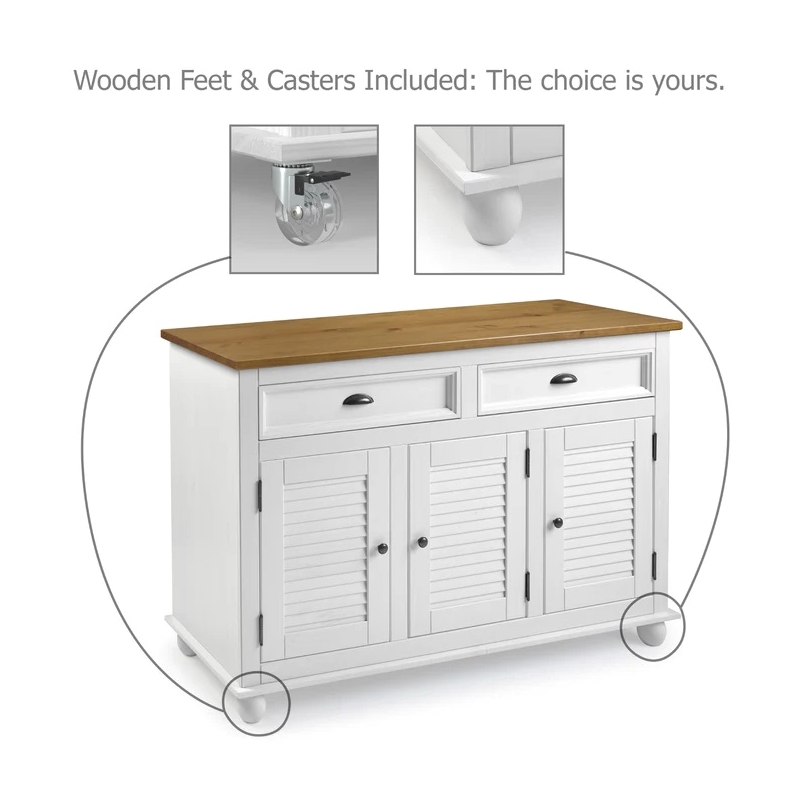 Solid Pine Farmhouse Buffet/Sideboard Cabinet in Distressed White and Brown
